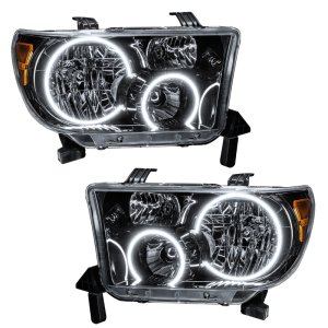 Toyota Tundra Headlight Assemblies - ORACLE Lighting - Pre-Assembled with ORACLE Halos - Black Housing - White - `07-`11